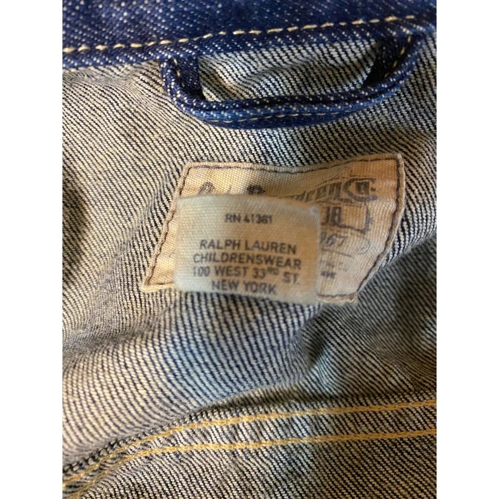 Polo Ralph Lauren Youth Size 18 teen Indigo Denim Jacket Blue Cotton RL Logo